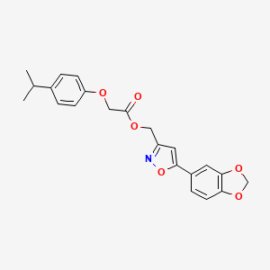 molecular formula C22H21NO6 B3400907 (5-(Benzo[d][1,3]dioxol-5-yl)isoxazol-3-yl)methyl 2-(4-isopropylphenoxy)acetate CAS No. 1040670-14-1