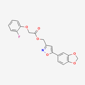 molecular formula C19H14FNO6 B3400912 (5-(Benzo[d][1,3]dioxol-5-yl)isoxazol-3-yl)methyl 2-(2-fluorophenoxy)acetate CAS No. 1040670-20-9