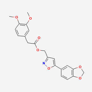 molecular formula C21H19NO7 B3400942 (5-(Benzo[d][1,3]dioxol-5-yl)isoxazol-3-yl)methyl 2-(3,4-dimethoxyphenyl)acetate CAS No. 1040670-33-4