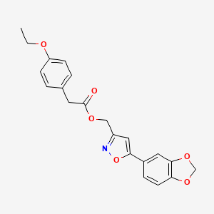 molecular formula C21H19NO6 B3400952 (5-(Benzo[d][1,3]dioxol-5-yl)isoxazol-3-yl)methyl 2-(4-ethoxyphenyl)acetate CAS No. 1040670-40-3