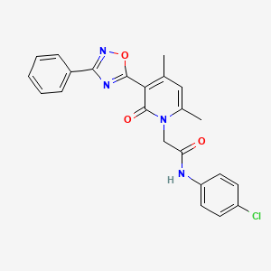 molecular formula C23H19ClN4O3 B3400983 N-(4-chlorophenyl)-2-(4,6-dimethyl-2-oxo-3-(3-phenyl-1,2,4-oxadiazol-5-yl)pyridin-1(2H)-yl)acetamide CAS No. 1040670-90-3
