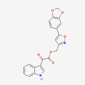 (5-(benzo[d][1,3]dioxol-5-yl)isoxazol-3-yl)methyl 2-(1H-indol-3-yl)-2-oxoacetate