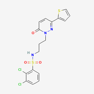 molecular formula C17H15Cl2N3O3S2 B3400996 2,3-dichloro-N-(3-(6-oxo-3-(thiophen-2-yl)pyridazin-1(6H)-yl)propyl)benzenesulfonamide CAS No. 1040671-03-1
