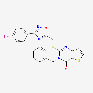 molecular formula C22H15FN4O2S2 B3401003 3-benzyl-2-(((3-(4-fluorophenyl)-1,2,4-oxadiazol-5-yl)methyl)thio)thieno[3,2-d]pyrimidin-4(3H)-one CAS No. 1040671-23-5