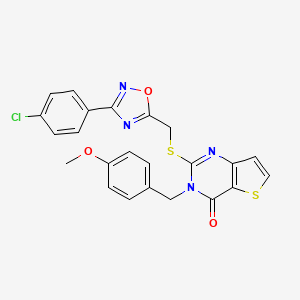 molecular formula C23H17ClN4O3S2 B3401008 2-(((3-(4-chlorophenyl)-1,2,4-oxadiazol-5-yl)methyl)thio)-3-(4-methoxybenzyl)thieno[3,2-d]pyrimidin-4(3H)-one CAS No. 1040671-47-3
