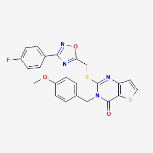 molecular formula C23H17FN4O3S2 B3401009 2-(((3-(4-fluorophenyl)-1,2,4-oxadiazol-5-yl)methyl)thio)-3-(4-methoxybenzyl)thieno[3,2-d]pyrimidin-4(3H)-one CAS No. 1040671-61-1