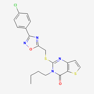molecular formula C19H17ClN4O2S2 B3401052 3-butyl-2-(((3-(4-chlorophenyl)-1,2,4-oxadiazol-5-yl)methyl)thio)thieno[3,2-d]pyrimidin-4(3H)-one CAS No. 1040672-22-7