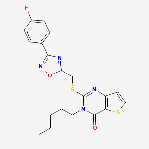 molecular formula C20H19FN4O2S2 B3401058 2-(((3-(4-fluorophenyl)-1,2,4-oxadiazol-5-yl)methyl)thio)-3-pentylthieno[3,2-d]pyrimidin-4(3H)-one CAS No. 1040672-97-6