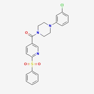 molecular formula C22H20ClN3O3S B3401066 1-[6-(Benzenesulfonyl)pyridine-3-carbonyl]-4-(3-chlorophenyl)piperazine CAS No. 1040673-61-7
