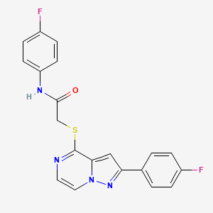 molecular formula C20H14F2N4OS B3401079 N-(4-fluorophenyl)-2-{[2-(4-fluorophenyl)pyrazolo[1,5-a]pyrazin-4-yl]sulfanyl}acetamide CAS No. 1040673-77-5