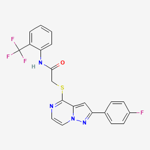 molecular formula C21H14F4N4OS B3401084 2-{[2-(4-fluorophenyl)pyrazolo[1,5-a]pyrazin-4-yl]sulfanyl}-N-[2-(trifluoromethyl)phenyl]acetamide CAS No. 1040673-93-5