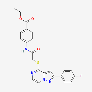 Ethyl 4-[({[2-(4-fluorophenyl)pyrazolo[1,5-a]pyrazin-4-yl]thio}acetyl)amino]benzoate