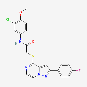 molecular formula C21H16ClFN4O2S B3401097 N-(3-chloro-4-methoxyphenyl)-2-{[2-(4-fluorophenyl)pyrazolo[1,5-a]pyrazin-4-yl]sulfanyl}acetamide CAS No. 1040674-25-6