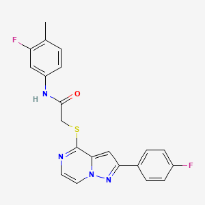 molecular formula C21H16F2N4OS B3401107 N-(3-fluoro-4-methylphenyl)-2-{[2-(4-fluorophenyl)pyrazolo[1,5-a]pyrazin-4-yl]sulfanyl}acetamide CAS No. 1040674-49-4