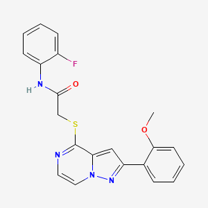 molecular formula C21H17FN4O2S B3401123 N-(2-fluorophenyl)-2-{[2-(2-methoxyphenyl)pyrazolo[1,5-a]pyrazin-4-yl]sulfanyl}acetamide CAS No. 1040674-66-5