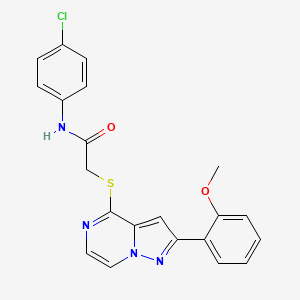 molecular formula C21H17ClN4O2S B3401161 N-(4-chlorophenyl)-2-{[2-(2-methoxyphenyl)pyrazolo[1,5-a]pyrazin-4-yl]sulfanyl}acetamide CAS No. 1040674-96-1