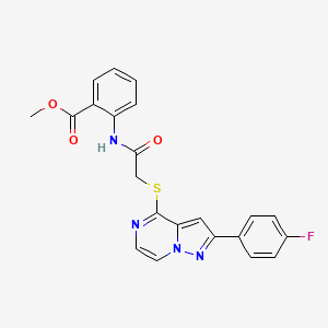 molecular formula C22H17FN4O3S B3401177 Methyl 2-[({[2-(4-fluorophenyl)pyrazolo[1,5-a]pyrazin-4-yl]thio}acetyl)amino]benzoate CAS No. 1040675-16-8