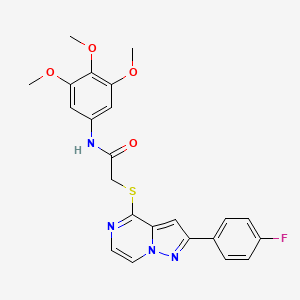 molecular formula C23H21FN4O4S B3401187 2-{[2-(4-fluorophenyl)pyrazolo[1,5-a]pyrazin-4-yl]sulfanyl}-N-(3,4,5-trimethoxyphenyl)acetamide CAS No. 1040675-31-7