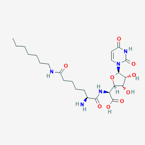 molecular formula C24H39N5O9 B034012 N-epsilon-(Octanoyl)lysyl-uracil polyoxin C CAS No. 100566-83-4