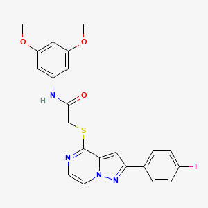 molecular formula C22H19FN4O3S B3401217 N-(3,5-dimethoxyphenyl)-2-{[2-(4-fluorophenyl)pyrazolo[1,5-a]pyrazin-4-yl]sulfanyl}acetamide CAS No. 1040675-79-3