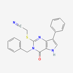 molecular formula C21H16N4OS B3401279 2-({3-benzyl-4-oxo-7-phenyl-3H,4H,5H-pyrrolo[3,2-d]pyrimidin-2-yl}sulfanyl)acetonitrile CAS No. 1040677-23-3