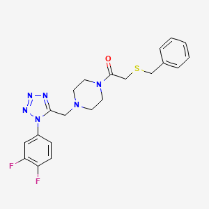 molecular formula C21H22F2N6OS B3401289 2-(benzylthio)-1-(4-((1-(3,4-difluorophenyl)-1H-tetrazol-5-yl)methyl)piperazin-1-yl)ethanone CAS No. 1040677-37-9