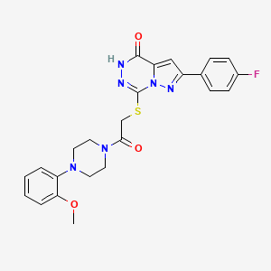 molecular formula C24H23FN6O3S B3401297 2-(4-fluorophenyl)-7-({2-[4-(2-methoxyphenyl)piperazin-1-yl]-2-oxoethyl}thio)pyrazolo[1,5-d][1,2,4]triazin-4(5H)-one CAS No. 1040678-30-5