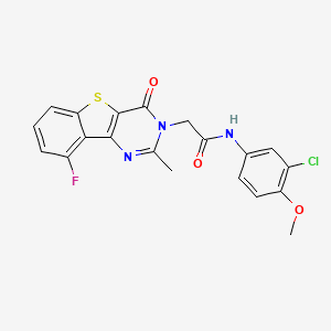 molecular formula C20H15ClFN3O3S B3401330 N-(3-chloro-4-methoxyphenyl)-2-(9-fluoro-2-methyl-4-oxo[1]benzothieno[3,2-d]pyrimidin-3(4H)-yl)acetamide CAS No. 1040678-63-4