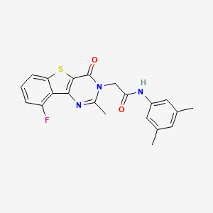 molecular formula C21H18FN3O2S B3401331 N-(3,5-dimethylphenyl)-2-(9-fluoro-2-methyl-4-oxo[1]benzothieno[3,2-d]pyrimidin-3(4H)-yl)acetamide CAS No. 1040678-67-8