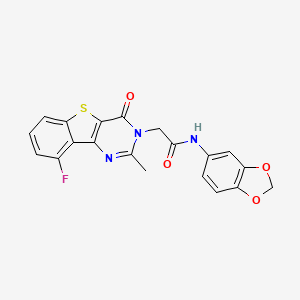 molecular formula C20H14FN3O4S B3401355 N-1,3-benzodioxol-5-yl-2-(9-fluoro-2-methyl-4-oxo[1]benzothieno[3,2-d]pyrimidin-3(4H)-yl)acetamide CAS No. 1040678-75-8