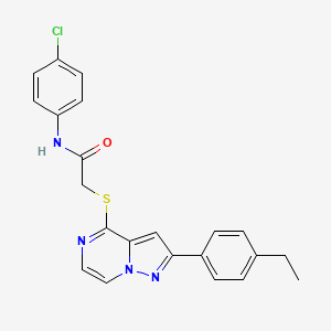 molecular formula C22H19ClN4OS B3401360 N-(4-chlorophenyl)-2-{[2-(4-ethylphenyl)pyrazolo[1,5-a]pyrazin-4-yl]sulfanyl}acetamide CAS No. 1040678-78-1