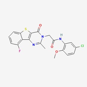 molecular formula C20H15ClFN3O3S B3401388 N-(5-chloro-2-methoxyphenyl)-2-(9-fluoro-2-methyl-4-oxo[1]benzothieno[3,2-d]pyrimidin-3(4H)-yl)acetamide CAS No. 1040679-08-0
