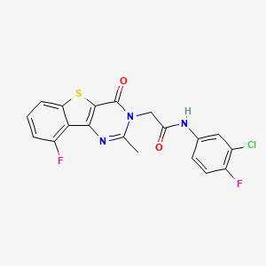 molecular formula C19H12ClF2N3O2S B3401403 N-(3-chloro-4-fluorophenyl)-2-(9-fluoro-2-methyl-4-oxo[1]benzothieno[3,2-d]pyrimidin-3(4H)-yl)acetamide CAS No. 1040679-25-1