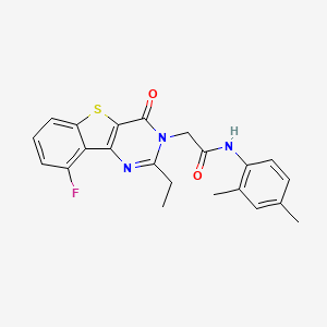 molecular formula C22H20FN3O2S B3401415 N-(2,4-dimethylphenyl)-2-(2-ethyl-9-fluoro-4-oxo[1]benzothieno[3,2-d]pyrimidin-3(4H)-yl)acetamide CAS No. 1040679-35-3