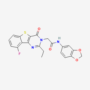 molecular formula C21H16FN3O4S B3401428 N-1,3-benzodioxol-5-yl-2-(2-ethyl-9-fluoro-4-oxo[1]benzothieno[3,2-d]pyrimidin-3(4H)-yl)acetamide CAS No. 1040679-40-0