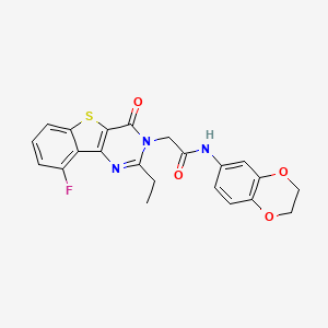 molecular formula C22H18FN3O4S B3401437 N-(2,3-dihydro-1,4-benzodioxin-6-yl)-2-(2-ethyl-9-fluoro-4-oxo[1]benzothieno[3,2-d]pyrimidin-3(4H)-yl)acetamide CAS No. 1040679-45-5