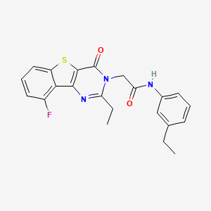 molecular formula C22H20FN3O2S B3401463 2-(2-ethyl-9-fluoro-4-oxo[1]benzothieno[3,2-d]pyrimidin-3(4H)-yl)-N-(3-ethylphenyl)acetamide CAS No. 1040679-65-9