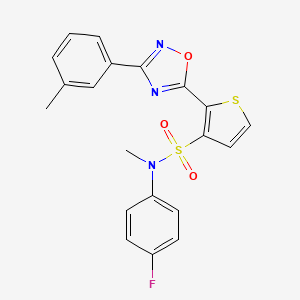 molecular formula C20H16FN3O3S2 B3401490 N-(4-fluorophenyl)-N-methyl-2-[3-(3-methylphenyl)-1,2,4-oxadiazol-5-yl]thiophene-3-sulfonamide CAS No. 1040680-35-0