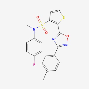 molecular formula C20H16FN3O3S2 B3401495 N-(4-fluorophenyl)-N-methyl-2-[3-(4-methylphenyl)-1,2,4-oxadiazol-5-yl]thiophene-3-sulfonamide CAS No. 1040680-41-8