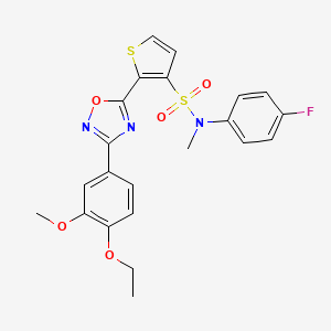 molecular formula C22H20FN3O5S2 B3401512 2-[3-(4-ethoxy-3-methoxyphenyl)-1,2,4-oxadiazol-5-yl]-N-(4-fluorophenyl)-N-methylthiophene-3-sulfonamide CAS No. 1040680-61-2