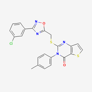 molecular formula C22H15ClN4O2S2 B3401521 2-(((3-(3-chlorophenyl)-1,2,4-oxadiazol-5-yl)methyl)thio)-3-(p-tolyl)thieno[3,2-d]pyrimidin-4(3H)-one CAS No. 1040680-72-5