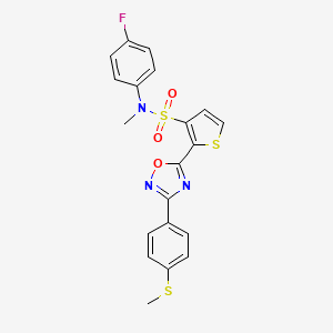 molecular formula C20H16FN3O3S3 B3401525 N-(4-fluorophenyl)-N-methyl-2-{3-[4-(methylsulfanyl)phenyl]-1,2,4-oxadiazol-5-yl}thiophene-3-sulfonamide CAS No. 1040680-73-6