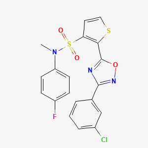 molecular formula C19H13ClFN3O3S2 B3401532 2-[3-(3-chlorophenyl)-1,2,4-oxadiazol-5-yl]-N-(4-fluorophenyl)-N-methylthiophene-3-sulfonamide CAS No. 1040680-79-2