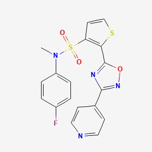 molecular formula C18H13FN4O3S2 B3401544 N-(4-fluorophenyl)-N-methyl-2-(3-pyridin-4-yl-1,2,4-oxadiazol-5-yl)thiophene-3-sulfonamide CAS No. 1040680-91-8