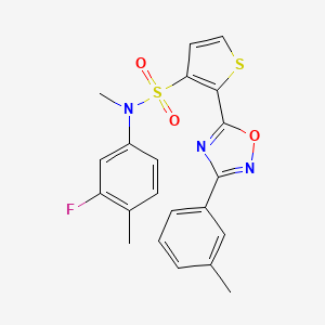 molecular formula C21H18FN3O3S2 B3401545 N-(3-fluoro-4-methylphenyl)-N-methyl-2-[3-(3-methylphenyl)-1,2,4-oxadiazol-5-yl]thiophene-3-sulfonamide CAS No. 1040680-98-5