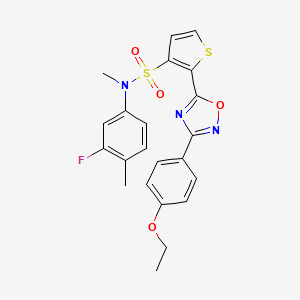 molecular formula C22H20FN3O4S2 B3401548 2-[3-(4-ethoxyphenyl)-1,2,4-oxadiazol-5-yl]-N-(3-fluoro-4-methylphenyl)-N-methylthiophene-3-sulfonamide CAS No. 1040681-11-5
