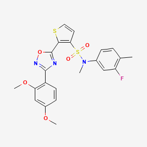 molecular formula C22H20FN3O5S2 B3401551 2-[3-(2,4-dimethoxyphenyl)-1,2,4-oxadiazol-5-yl]-N-(3-fluoro-4-methylphenyl)-N-methylthiophene-3-sulfonamide CAS No. 1040681-18-2