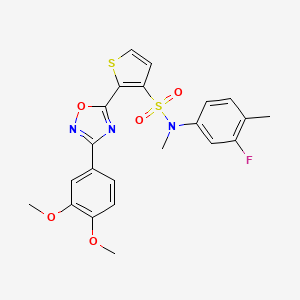 molecular formula C22H20FN3O5S2 B3401555 2-[3-(3,4-dimethoxyphenyl)-1,2,4-oxadiazol-5-yl]-N-(3-fluoro-4-methylphenyl)-N-methylthiophene-3-sulfonamide CAS No. 1040681-25-1
