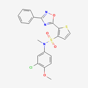 molecular formula C20H16ClN3O4S2 B3401581 N-(3-chloro-4-methoxyphenyl)-N-methyl-2-(3-phenyl-1,2,4-oxadiazol-5-yl)thiophene-3-sulfonamide CAS No. 1040681-58-0