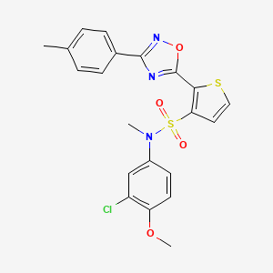 molecular formula C21H18ClN3O4S2 B3401589 N-(3-chloro-4-methoxyphenyl)-N-methyl-2-[3-(4-methylphenyl)-1,2,4-oxadiazol-5-yl]thiophene-3-sulfonamide CAS No. 1040681-71-7